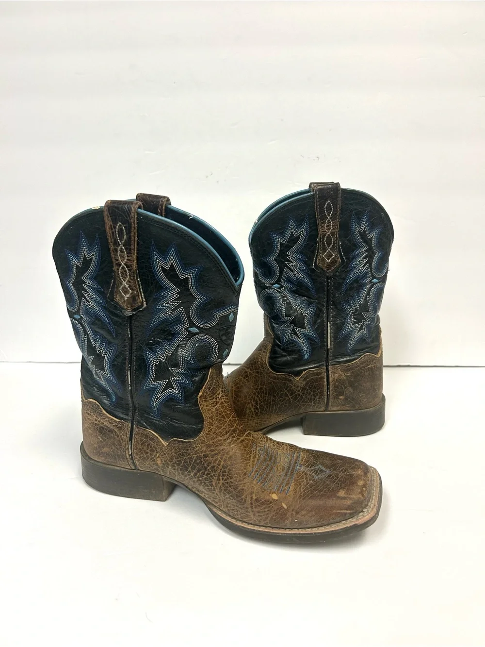 Ariat Tombstone Western Boot Youth Kids Size 3.5 Earth Brown Leather Square Toe